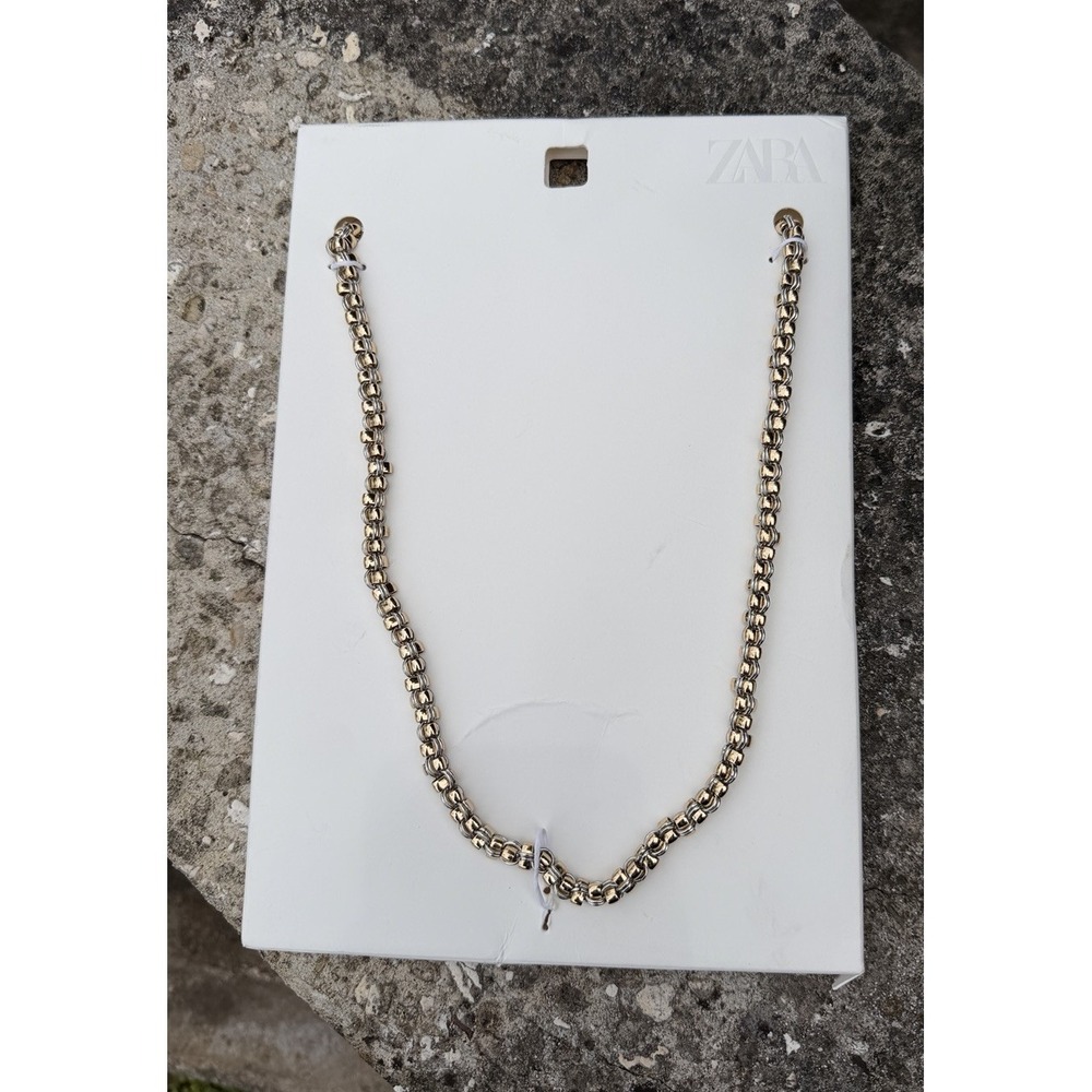 Zara Rolo Chain Necklace Silver Gold Toned Old Money‎ Mob Wife